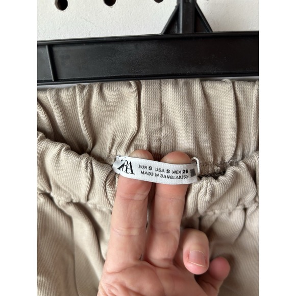 Zara Beige Elastic Waist Slouchy Pull On Flowy Baggy Pants Women's S NWT! - Picture 4 of 6